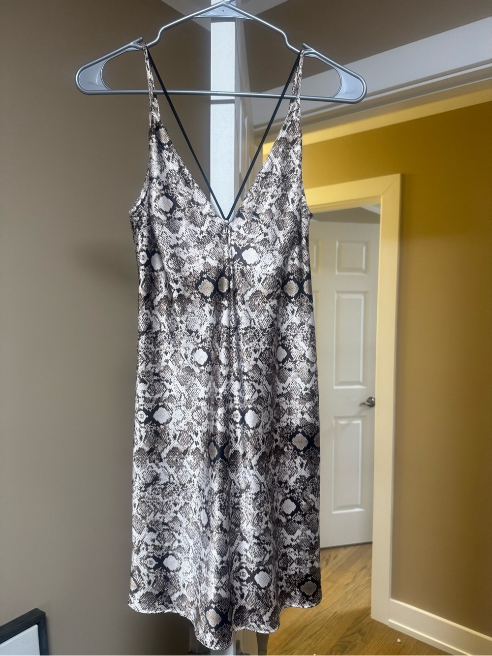 Victoria's Secret Brown & Cream Snake-Print Slip Dress